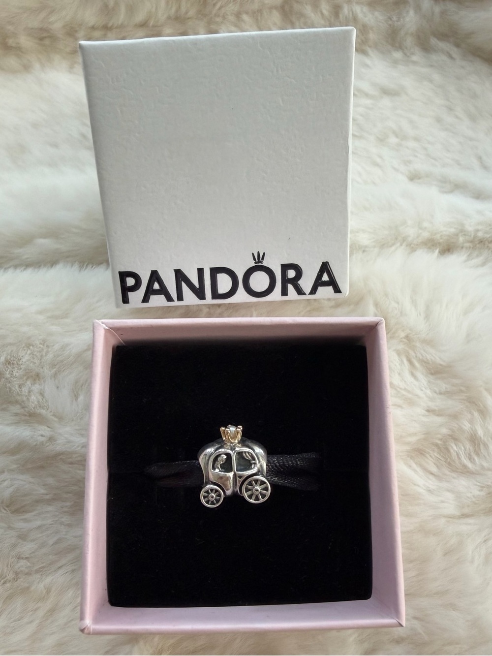 Pandora “Royal Carriage” Charm with 14k Gold & Pearl Details